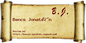 Bencs Jonatán névjegykártya